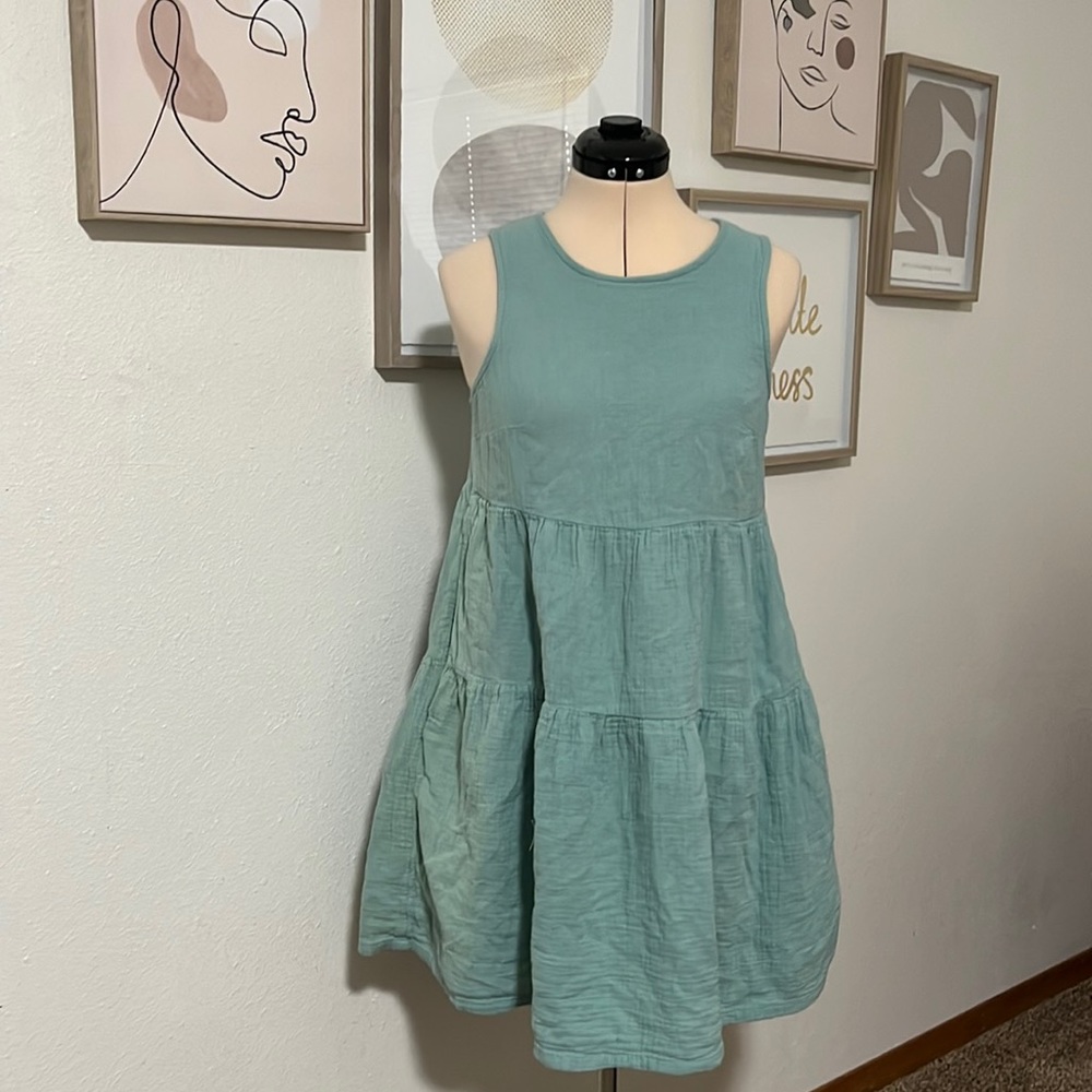 Flowy blue tiered dress